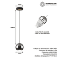 thumbnail image 3 of Lampara Colgante Esferica Techo Decorativa Ajustable minimalista, 3 of 5