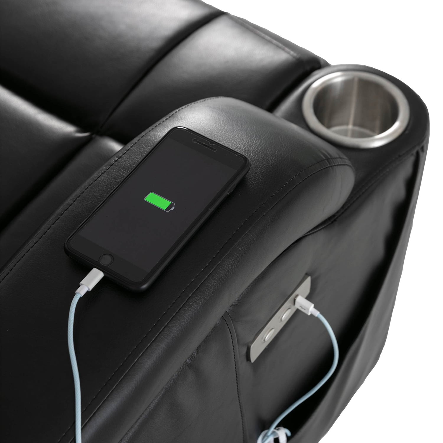 Kadyn Power Motion Recliner, Power Lift Chair with USB Charge Port and Cup Holder, PU Lounge Chair for Living Room, Black Kadyn Power Motion Recliner, Power Lift Chair with USB Charge Port and Cup Holder, PU Lounge Chair for Living Room, Black