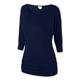 thumbnail image 1 of Matchstick Women's 3/4 Sleeve Basic Drape Top with Side Shirring, 1 of 4
