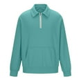 thumbnail image 5 of gbyLJF Mens Quarter Zip Sweatshirts Solid Color Long Sleeve Turndown Collar Sweaters Loose Fit Autumn Casual Pullover Tops, 5 of 6
