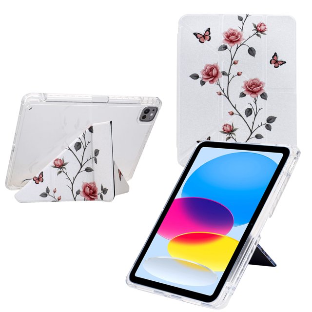Case for iPad Pro 11 inch Case 2024 5th Gen(M4) Case Drawing Pattern Y-Fold Standing Case Clear Back with Landscape Portrait Mode Pencil Holder & Auto Sleep