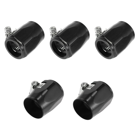 Unique Bargains 5pcs AN6 Hex Car Hose Finisher Flexible Rubber Pipe Clamp for Oil Fuel Water Tube Black