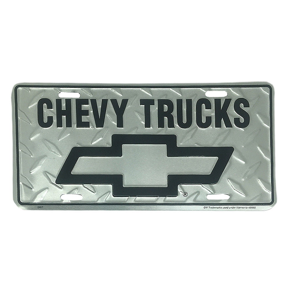 Chevrolet Chevy Chrome 6" x 12" Embossed Metal License Plate Tag 