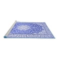 thumbnail image 2 of Ahgly Company Machine Washable Indoor Round Medallion Blue Traditional Area Rugs, 3' Round, 2 of 4