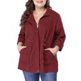 thumbnail image 6 of Agnes Orinda Women's Plus Size Jackets Long Sleeve Drawstring Waist Anorak Coats with Pockets 3X Burgundy, 6 of 8