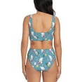 thumbnail image 3 of Kdxio Rabbit And Balloon Print Women's 2 Piece High Waisted Wrap Spaghetti Strap Summer Swimsuit Bikini Set-X-Large, 3 of 7
