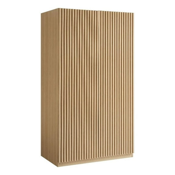 Pemberly Row Contemporary Wood Grain Laminated Wardrobe Closet in Oak