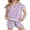 Purple-floral, variant on Arshiner Girls Summer Outfits 2 Piece Clothes Color Block Drop Shoulder Sleeve Top and Casual Short Sets Activewear