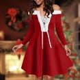 thumbnail image 5 of Christmas Dresses for Women Long Sleeve V Neck Furry Maxi Dress A-line Cocktail Holiday Party Flare Dress, 5 of 5