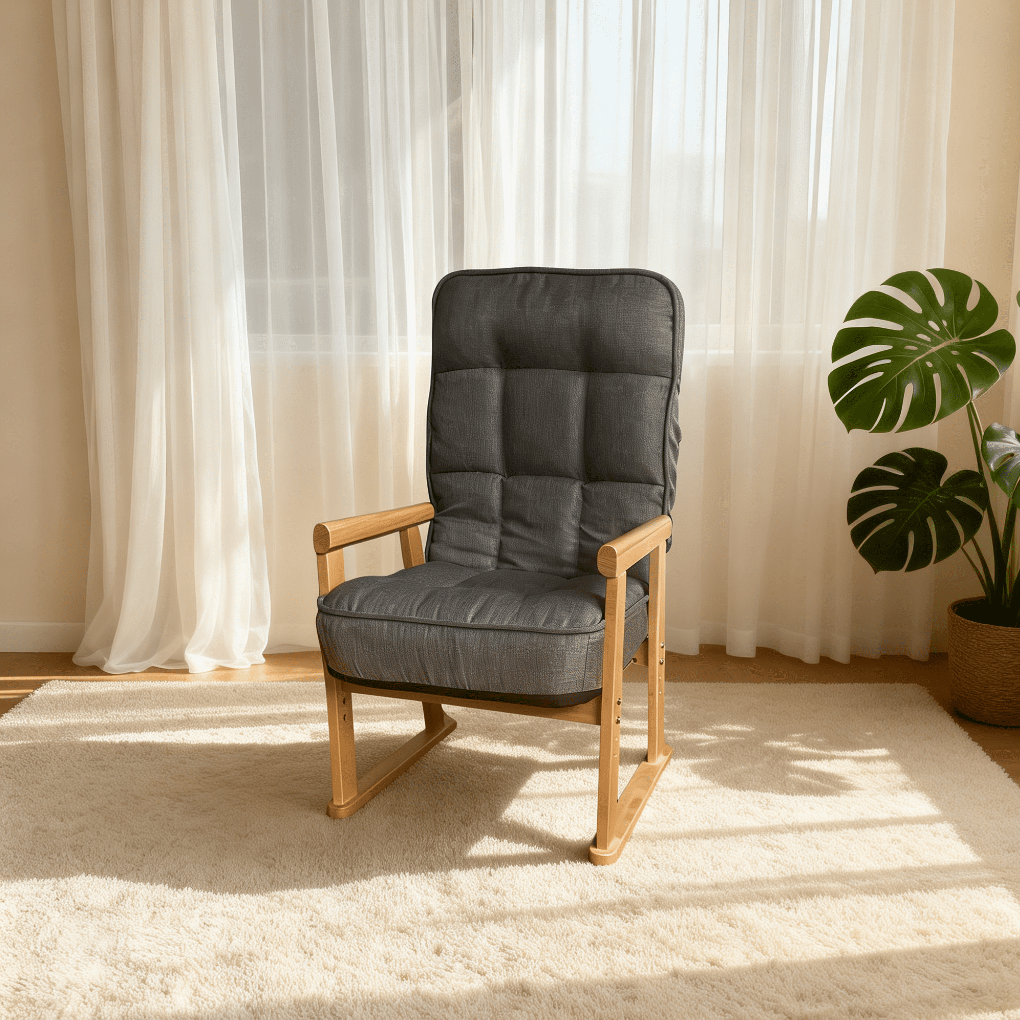 Leumius Modern Lounge Chair with Adjustable Seat Height and Three-Level Lumbar Angle Adjustment for Living Room Bedroom Study and Attic Gray