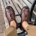 thumbnail image 6 of Mens Non-slip Loafers Outdoor Casual Lightweight Retro Driving Shoes Minimalist Business Office Moccasins Brown 10 US, 6 of 7