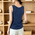thumbnail image 6 of Womens V Neck Tank Tops Summer Ribbed Sleeveless Henley Shirts Casual Loose Fit Button Up Cami Knit Tees Navy, 6 of 6