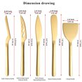 thumbnail image 2 of ReaNea Cheese Knife Set Stainless Steel 5 Pack Cheese Knives, Cheese Spreader (Gold), 2 of 7