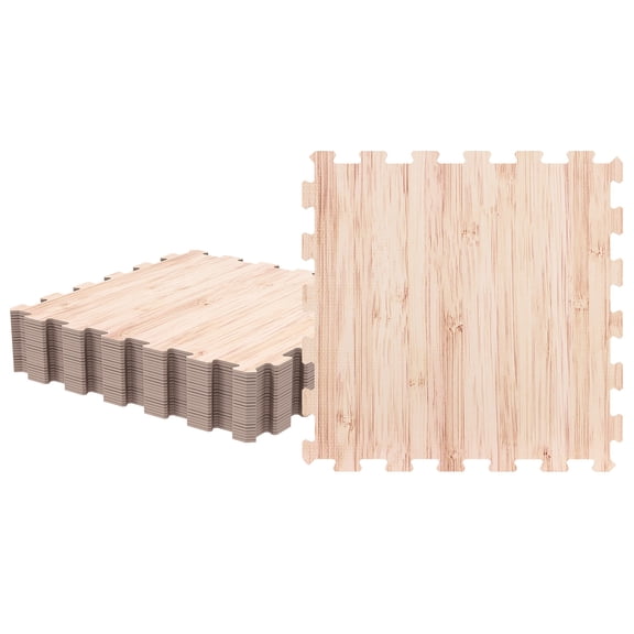 Patiojoy 3PCS Interlocking Floor Tiles Wood Grain Printed EVA Foam Puzzle Tiles with Waterproof Surface