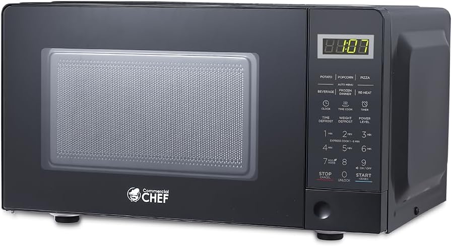 0.7 Cubic Foot 700W Countertop Microwave with 10 Power Levels, 99 Minute Timer, Digital Display, and Pull Handle, Black Bestseling