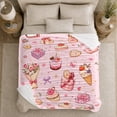 thumbnail image 5 of Sweet Cakes Boxes Pattern Cheerful Whimsical Art, Cozy Friendship Quote Scene, Warm Flannel Blanket for Living Room and Reading Nook, Art Lovers Appreciation Gift, Artistic Home Decor, 5 of 9