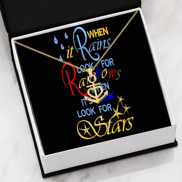 Inspirational Devis Cadeau Quand Il Pleut Ancre Collier en Acier Inoxydable