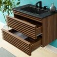 thumbnail image 5 of Sink Vanity Cabinet, Wall Mounted, Wood, Brown Walnut Black, Modern Contemporary Urban Design, Hotel Bedroom Bathroom Master Suite Guest, 5 of 10