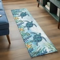 thumbnail image 4 of Teal Green Sea Turtle Large Area Rugs for Bedroom Living Room, Soft Non Slip Carpet Bedside Rug, Coastal Summer Beach Seaweed Rectangular Floor Cover Kitchen Accent Rug 2'x6' for Dining Room/Office, 4 of 9