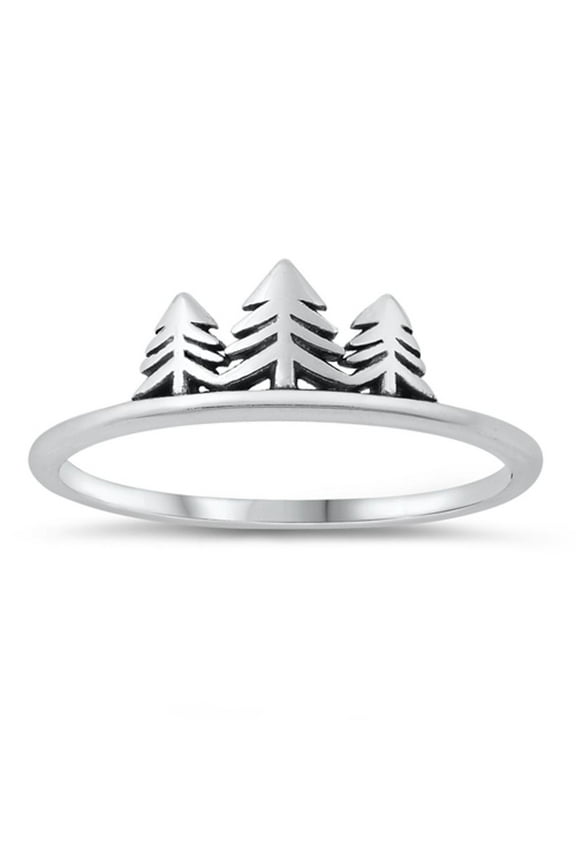 Forest Tree Earth Nature Ring .925 Sterling Silver Band Jewelry Female Male Unisex Size 9