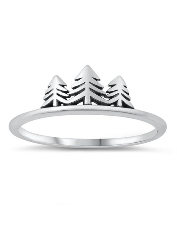 Forest Tree Earth Nature Ring .925 Sterling Silver Band Jewelry Female Male Unisex Size 9