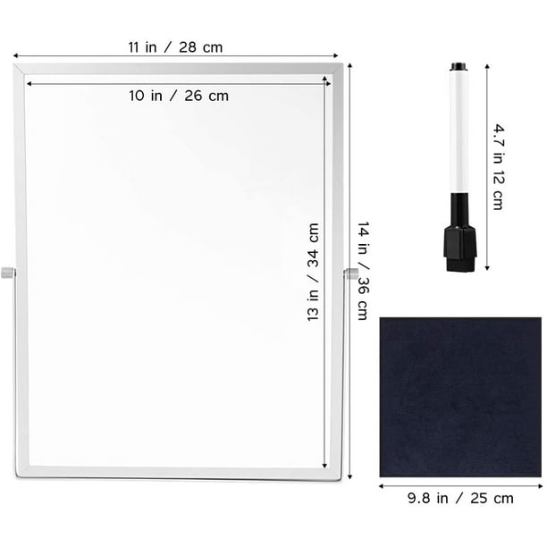 Tableau Blanc Magnétique de 24 x 35 Po, Cadre en Aluminium, Fixe Ou  Suspendu au Mur 
