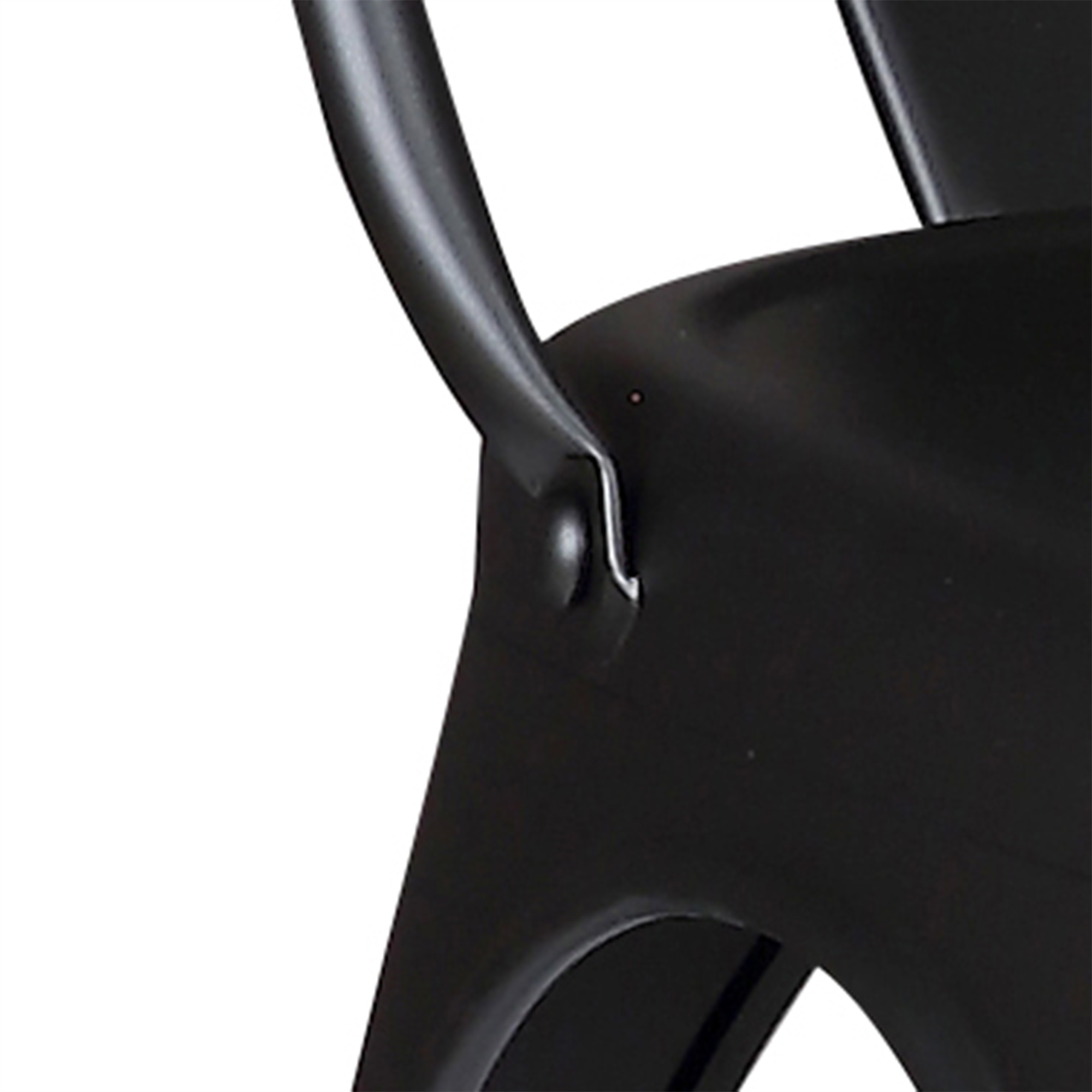 Modern Matte Black Metal Dining Room Kitchen Bar Chair, 18 inch seat Height, Set of 2