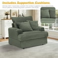 thumbnail image 5 of FFH Oversized Chair with Ottoman, Modern Accent Chair with Cup Holder, Corduroy Single Sofa Reading Chair for Living Room, Bedroom, Office, Green, 5 of 12