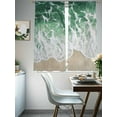 thumbnail image 4 of Sage Green Sheer Curtains 63 inches Long 2 Panels Set Ocean Wave Coastal Beach Seaside Scenery Abstract Sheer Window Curtain Rod Pocket Voile Drapes for Living Room/Bedroom, Each 52" W x 63" L, 4 of 7