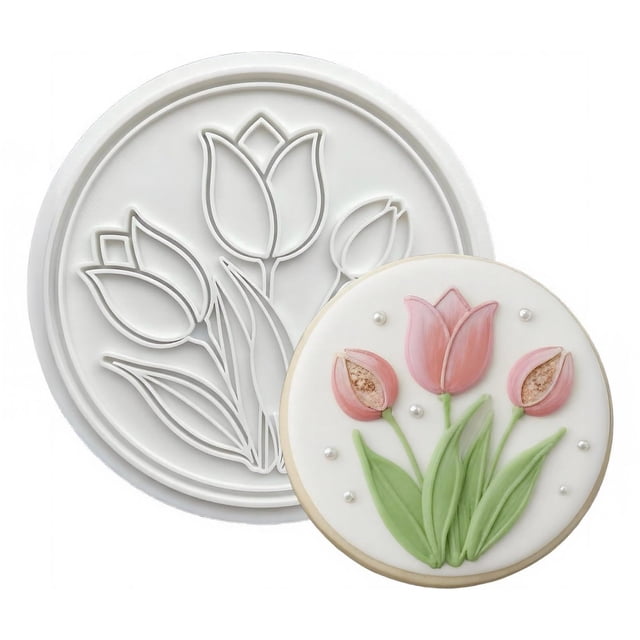 Cortadores de galletas con forma de girasol, rosa y tulipán. Moldes para hornear galletas, fondant, repostería, arcilla y manualidades. Regalos para el Día de la Madre y el Día de San Valentín.