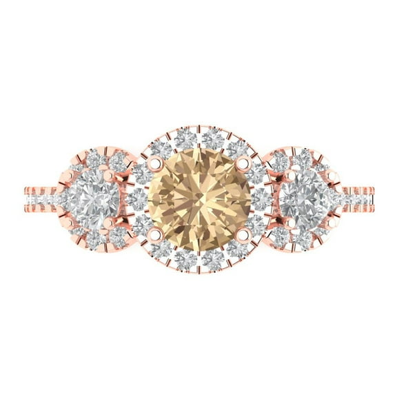 Clara Pucci 14K Rose Gold 1.46ct YellowMoissanite Three-Stone Ring
