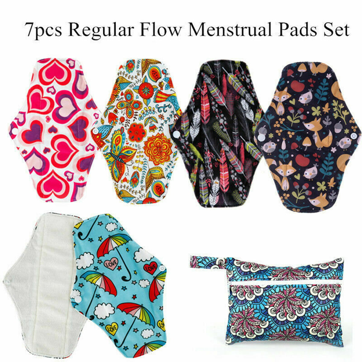 You Choose 6 From 18 Designs and Email to Me 6 Pieces 10 Inch Regular Bamboo Mama Cloth/ Menstrual Pads 
