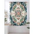 thumbnail image 2 of Sheer Curtains 72 Inches Long, Teal Green Boho Floral Semi Sheer Curtains Light Filtering Window Treatment, Southwestern Ethnic Flowers Retro Privacy Voile Drapes for Living Room Bedroom 52x72 Inch, 2 of 7