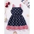 thumbnail image 5 of Girls Independence Day Dress Square Neck Bow Shoulder A-Line Flowy 4th of July Outfit for 6-7 Years, Blue Stars, 5 of 11