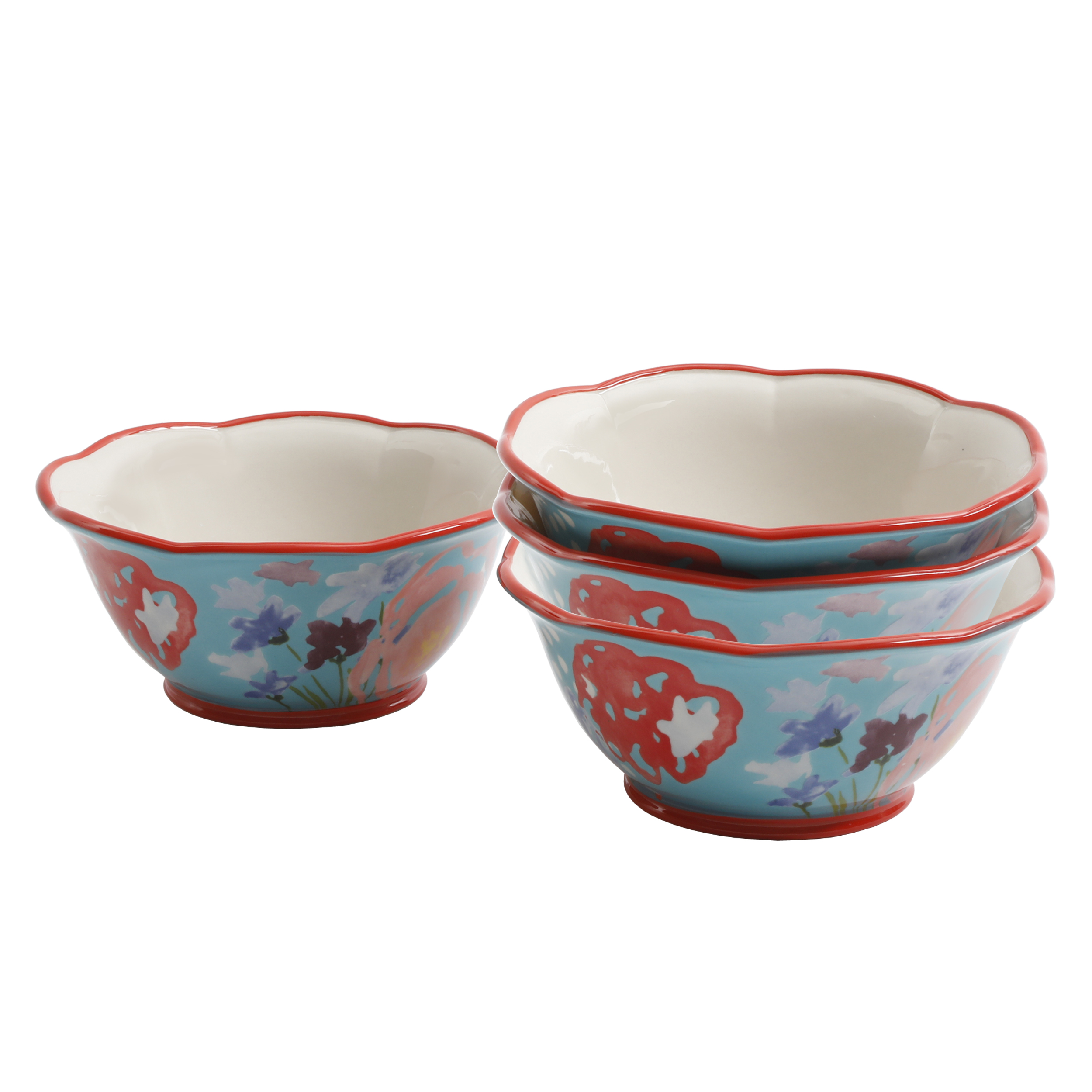 The Pioneer Woman Celia 4-Piece Bowl Set, Teal