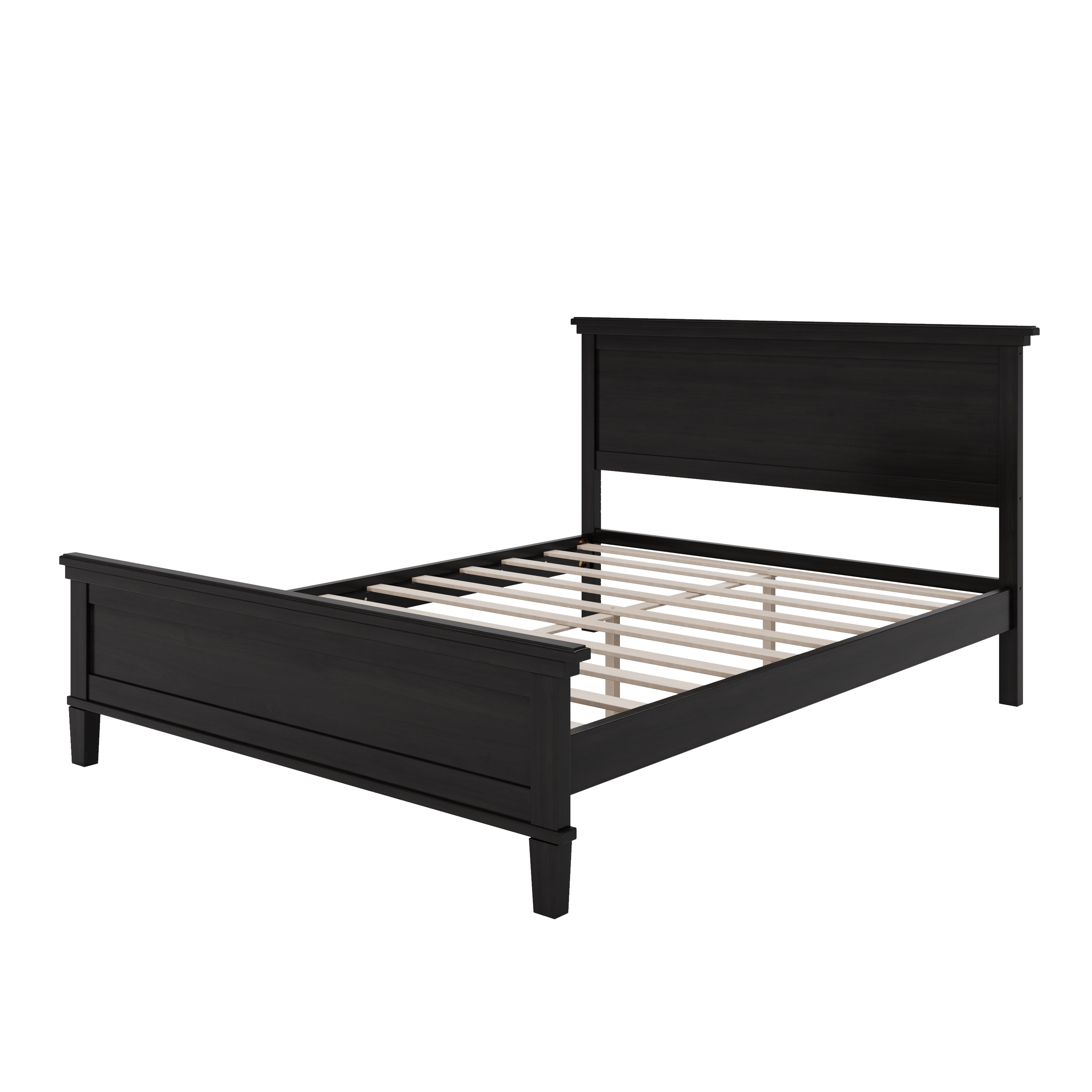 Euroco Wooden Full Size Mid-Century Platform Bed, Charcoal Black