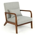 thumbnail image 1 of Costway Modern Accent Chair Leisure Armchair with Rubber Wood Frame & Lumbar Pillow Gray, 1 of 8