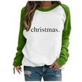 thumbnail image 2 of Raglan Sleeve Sweatshirts Tops for Women 2024 Merry Letter Print Christmas Shirts Long Sleeve Crewneck Pullover (XX-Large, Green 01), 2 of 3