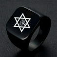 thumbnail image 4 of Black Jewish Star of David Menorah Signet Ring for Men Stainless Steel Mogen David Star Faith Lamp Hebrew Israel Faith Symbol Thumb Ring Religious Messianic Jewelry, Size 7, 4 of 7