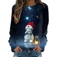 thumbnail image 1 of HNMKIU Hauts à Manches Longues pour Femmes, Chandail en Molleton Imprimé Joyeux Noël, Col Rond, Coupe Ajustée, Chandail Décontracté, Chemises d'Entraînement à Manches Longues, Blouse Ample, 1 of 4