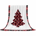 thumbnail image 2 of Christmas Red Throw Flannel Blanket 50x60In Black Buffalo Check Plaid Super Soft Cozy Bed Blanket, Lightweight Plush Fuzzy Bed Throw for Bedroom Sofa Couch Living Room, 2 of 4
