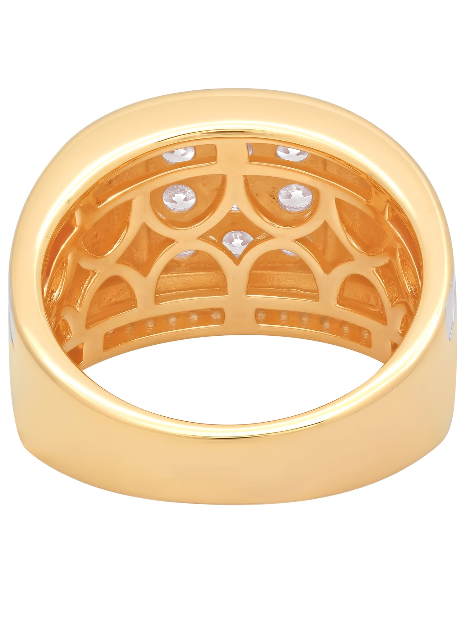 Iced Out 14k Gold Plated Cubic Zirconia 925 Sterling Silver