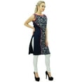 thumbnail image 7 of Bimba Floral Blue Cotton Kurta Tunic Indian Kurti Designer Sleeveless Blouse, 7 of 7