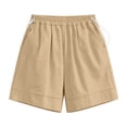 thumbnail image 5 of YSUEJPF Maternity Linen Shorts for Women Elastic Drawstring Waist Over Belly Bump Support Shorts Pregnancy Lounge Shorts with Pockets, 5 of 8