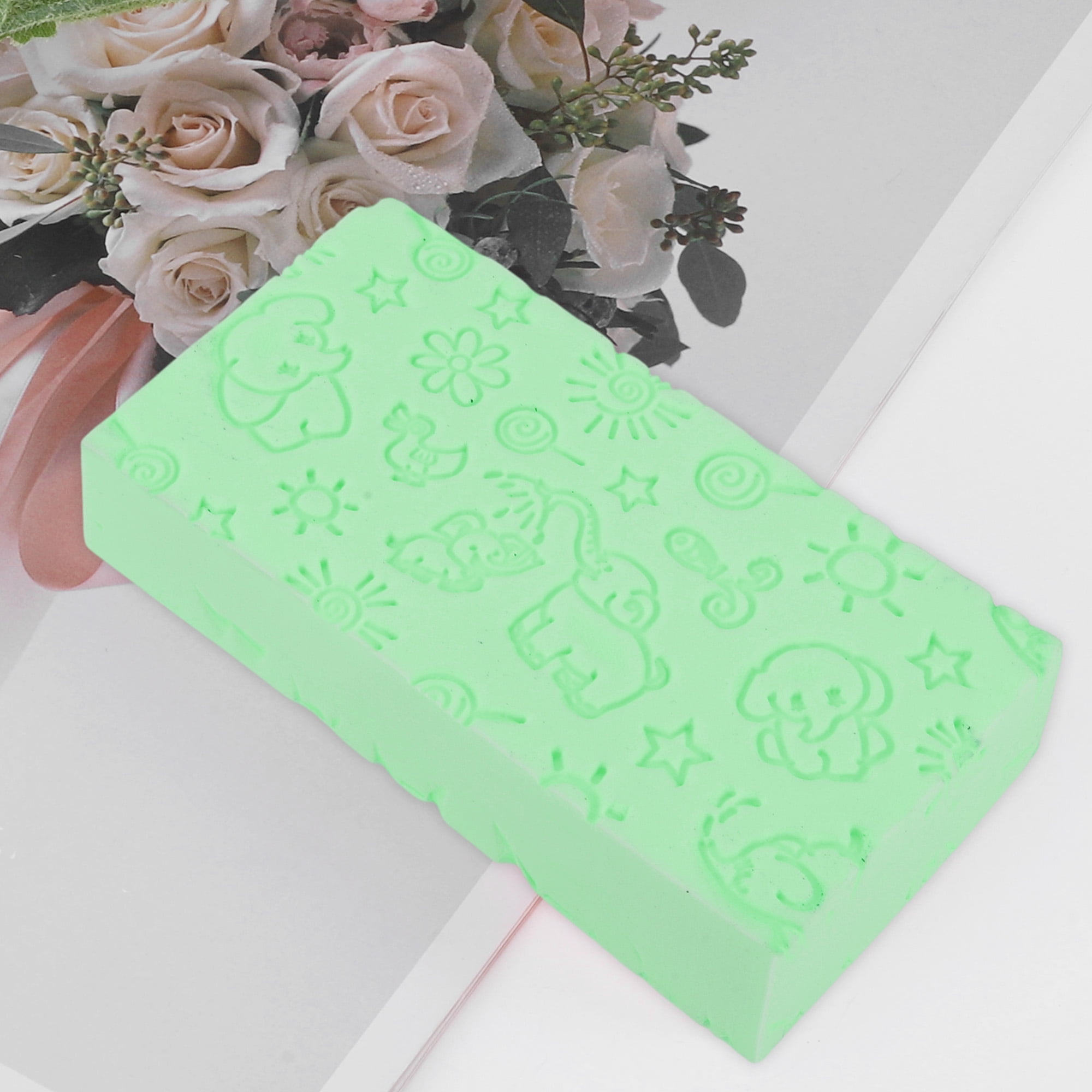 Unique Bargains Elephant Pattern Bath Sponge Body Scrubber 1 Pc Green