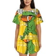 thumbnail image 1 of Junzan Ensemble de Pyjama à Manches Courtes Motif T-Rex pour Femmes, Ensemble de Pyjama d'Été à Col Rond 2 Pcs, Ensemble de Détente 2 Pcs Pj-Moyen, 1 of 6