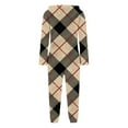 thumbnail image 5 of Checkered Flannel Onesie Pajamas for Women Fleece Fuzzy Sherpa Hooded One Piece Romper Warm Winter Loungewear Sleepwear, 5 of 6