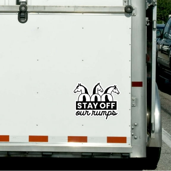 Dapplebay Stay Off Our Rumps! - Horse Trailer Decal-Black-Large