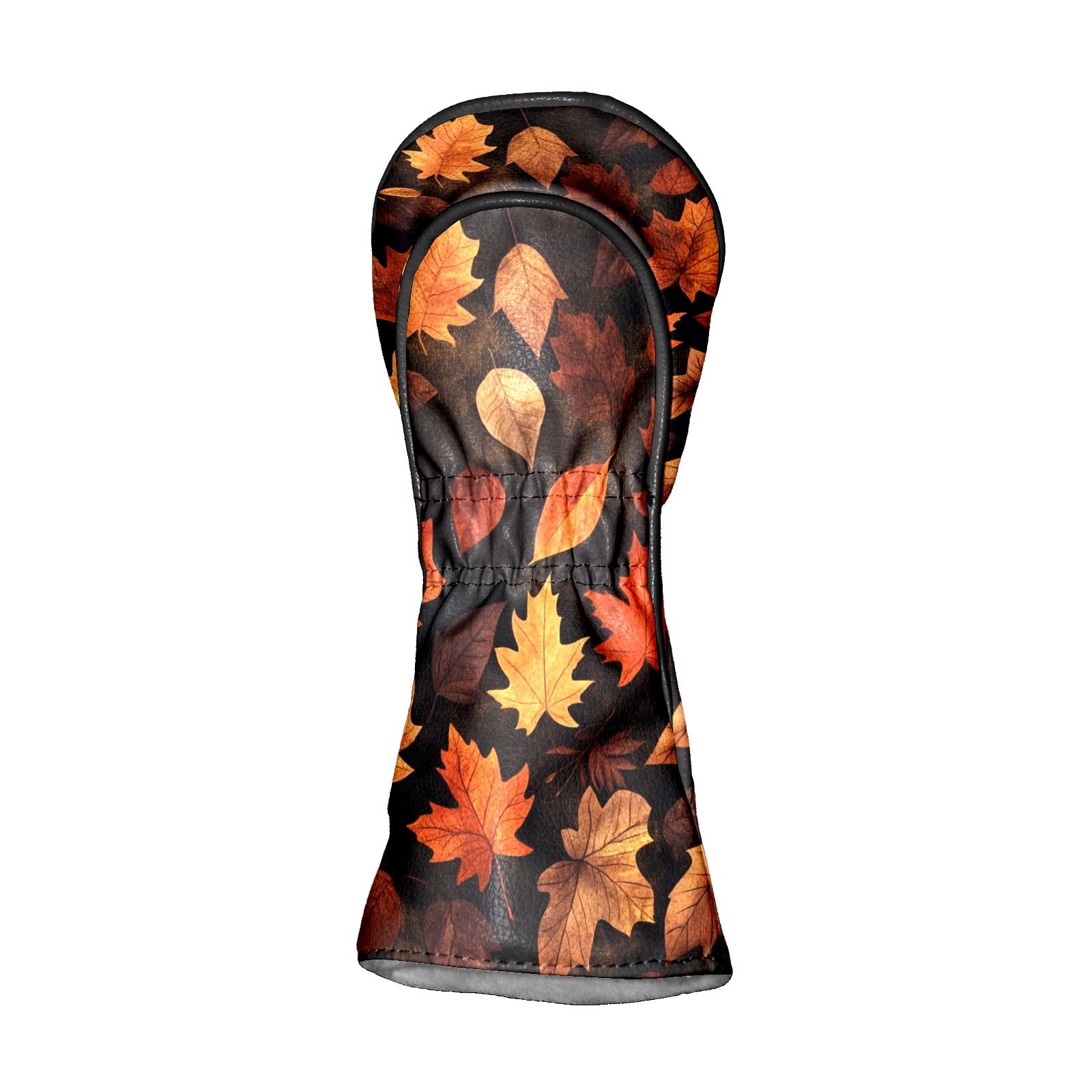 Golf Club Covers PU Leather Waterproof Head Covers for Fairway Woods Hybrids Maple Leaf Pattern Unisex Fits Most Brands