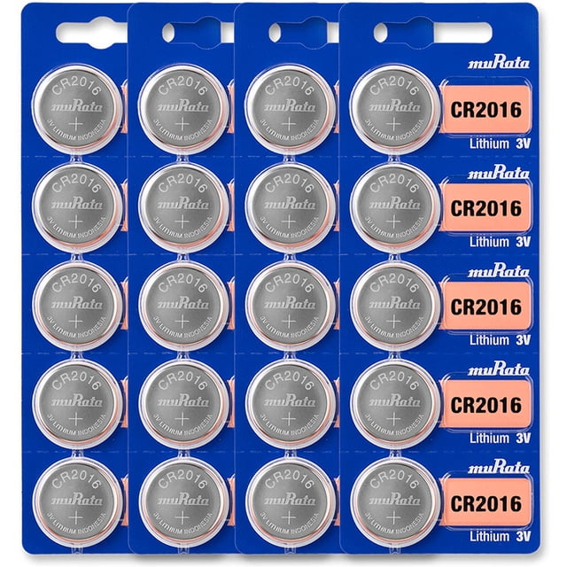 Murata CR2016 Battery 3V Lithium Coin Cell - Replaces Sony CR2016 (20 Batteries)